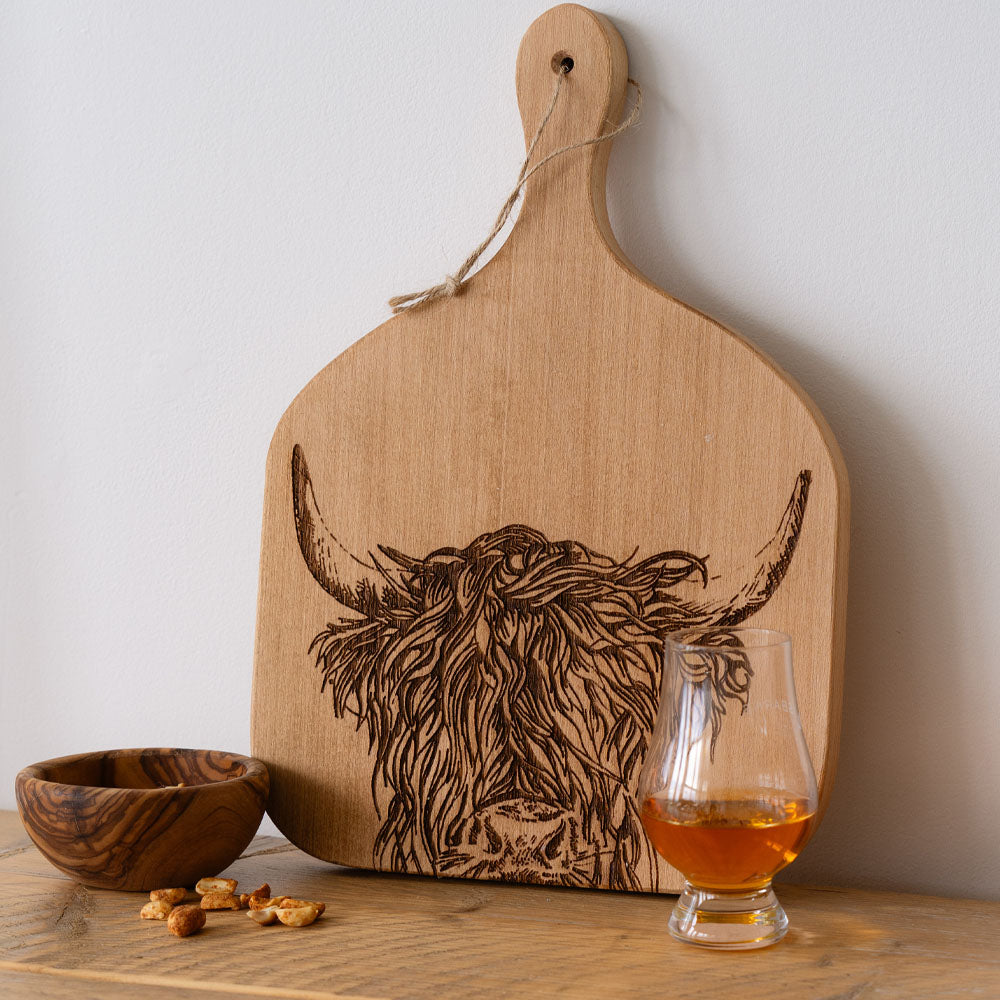 Highland Cow Beech Hanging Paddle - Medium