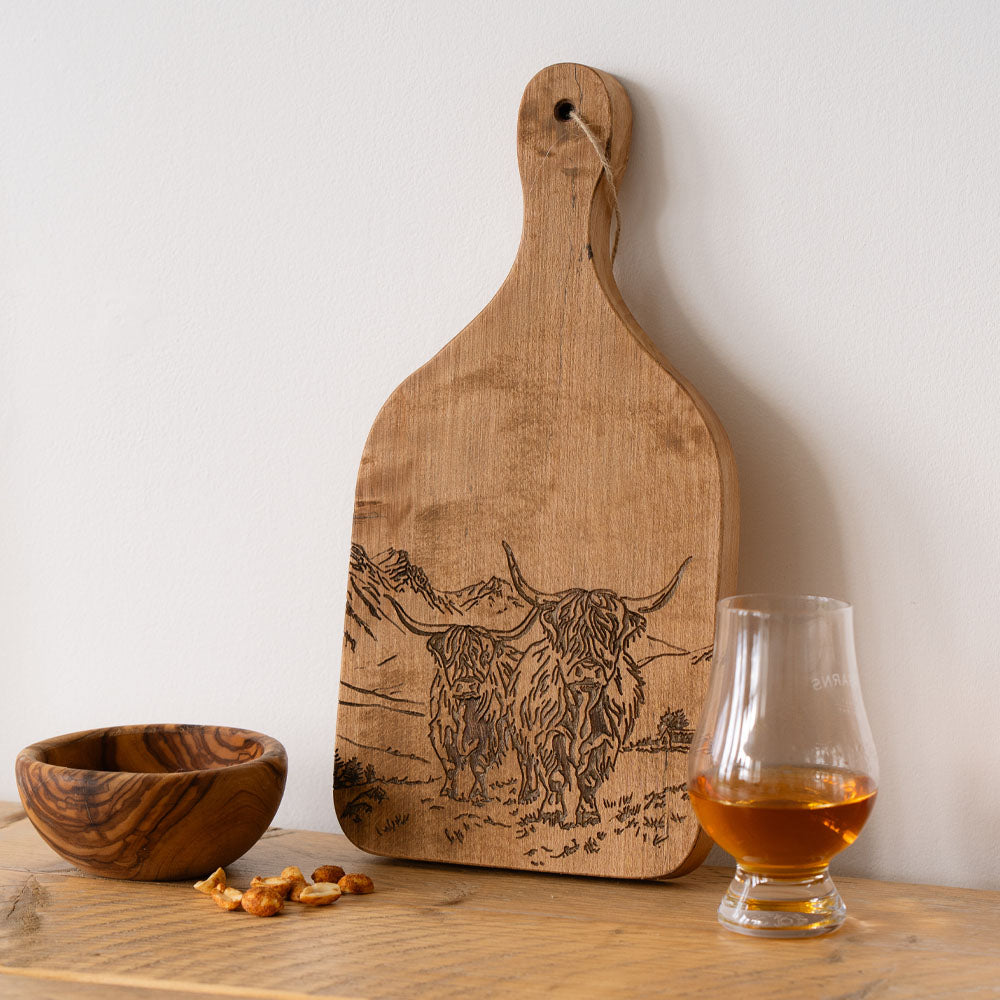 Scenic Highland Cow Beech Hanging Paddle - Small