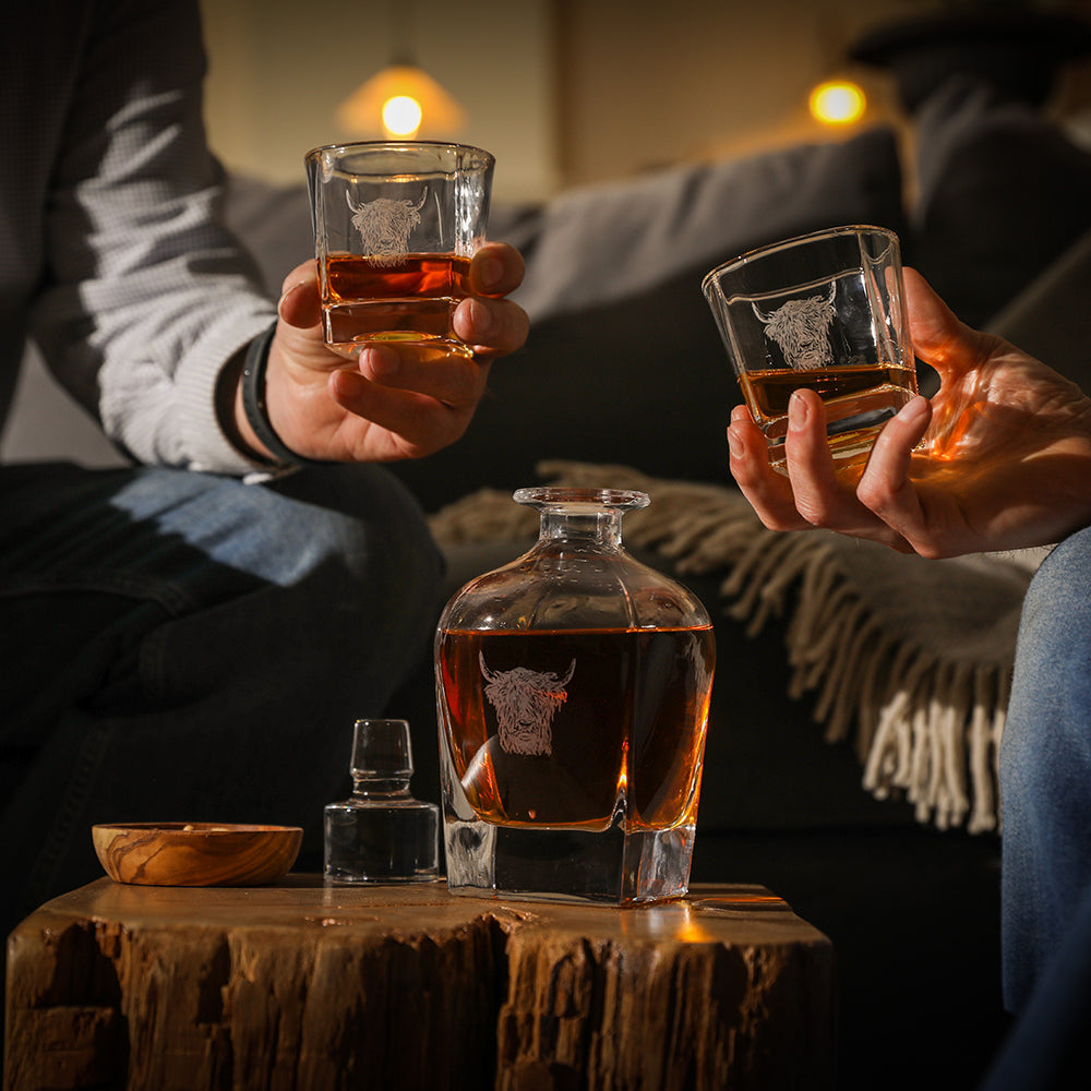 Highland Cow Decanter & Glass Set