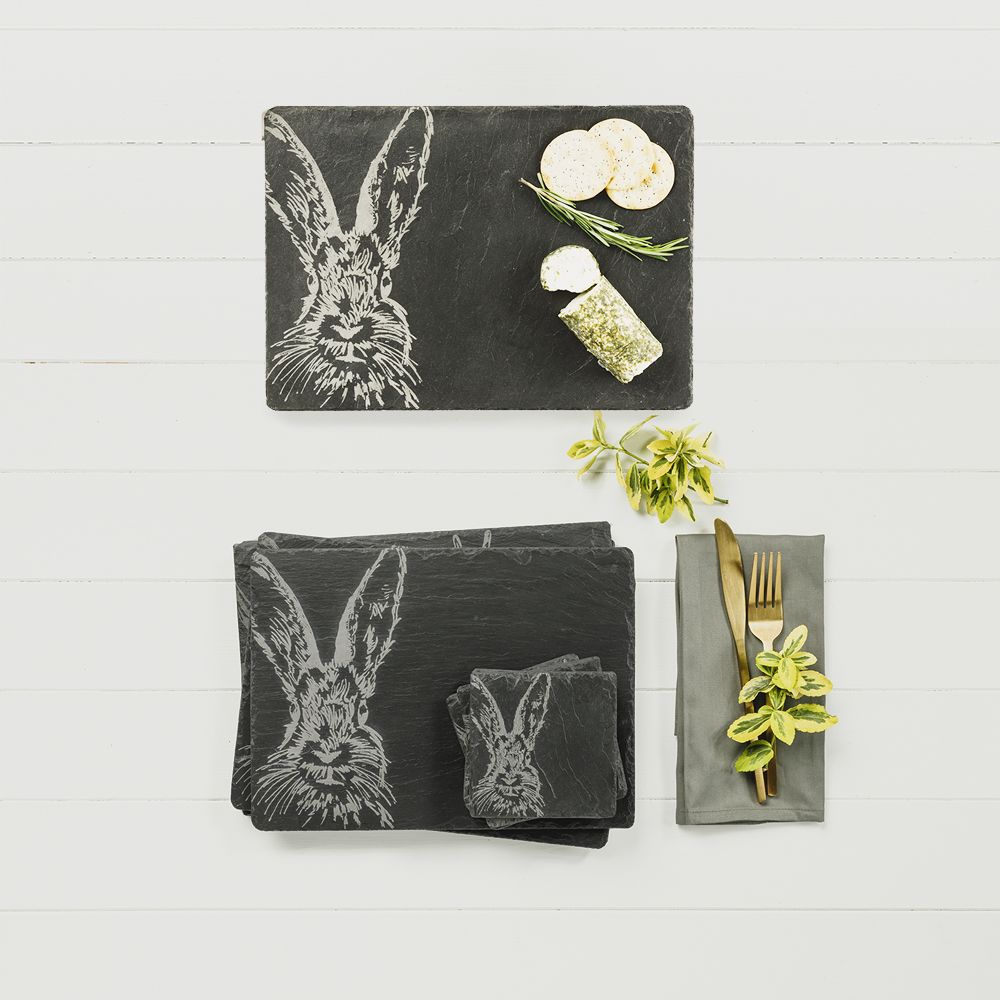 Hare Slate Placemat & Coaster Gift Set