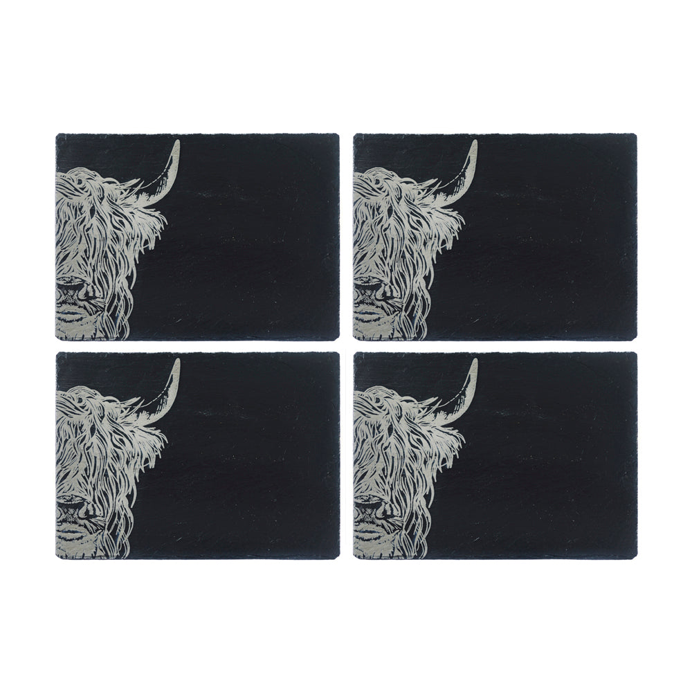 Highland Cow Slate Placemat & Coaster Gift Set