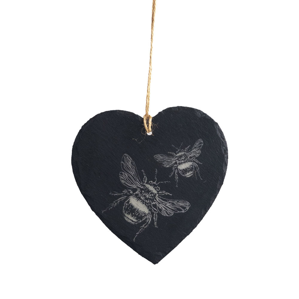 Bee Slate Decoration - Large Heart