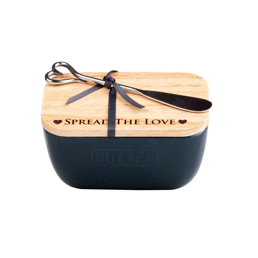 Spread The Love Blue Butter Dish & Knife Set