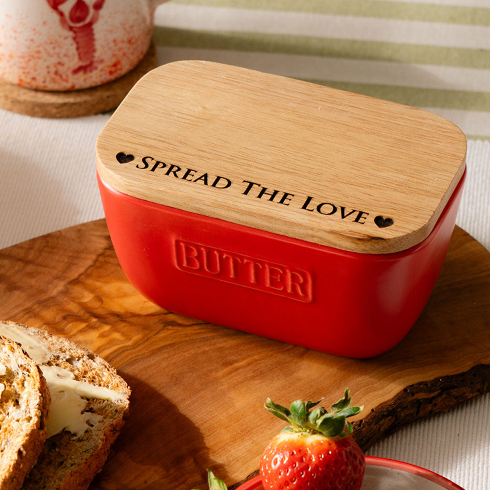 Spread The Love Red Butter Dish & Knife Set