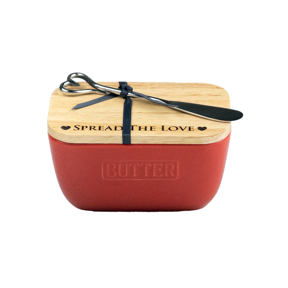 Spread The Love Red Butter Dish & Knife Set