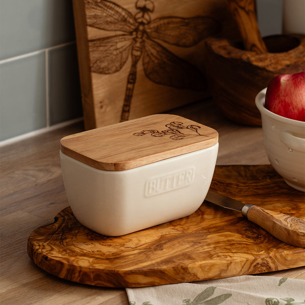 Flora White Butter Dish