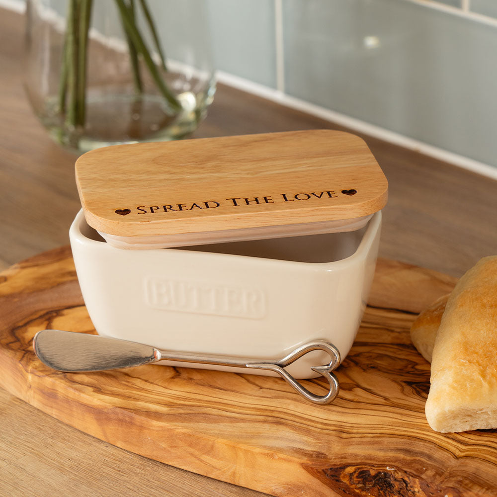 Spread The Love White Butter Dish & Knife Set