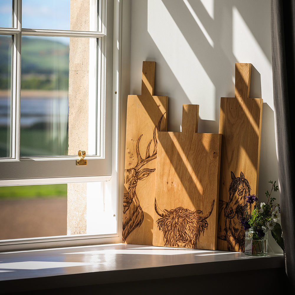 Highland Cow Oak Paddle - Large