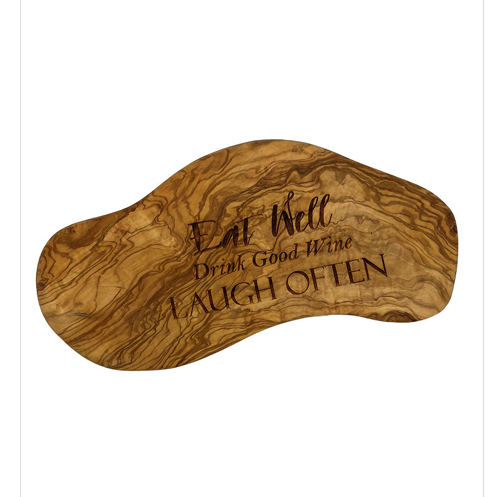 Eat Well, Drink Good Wine, Laugh Often Olive Wood Chopping Board