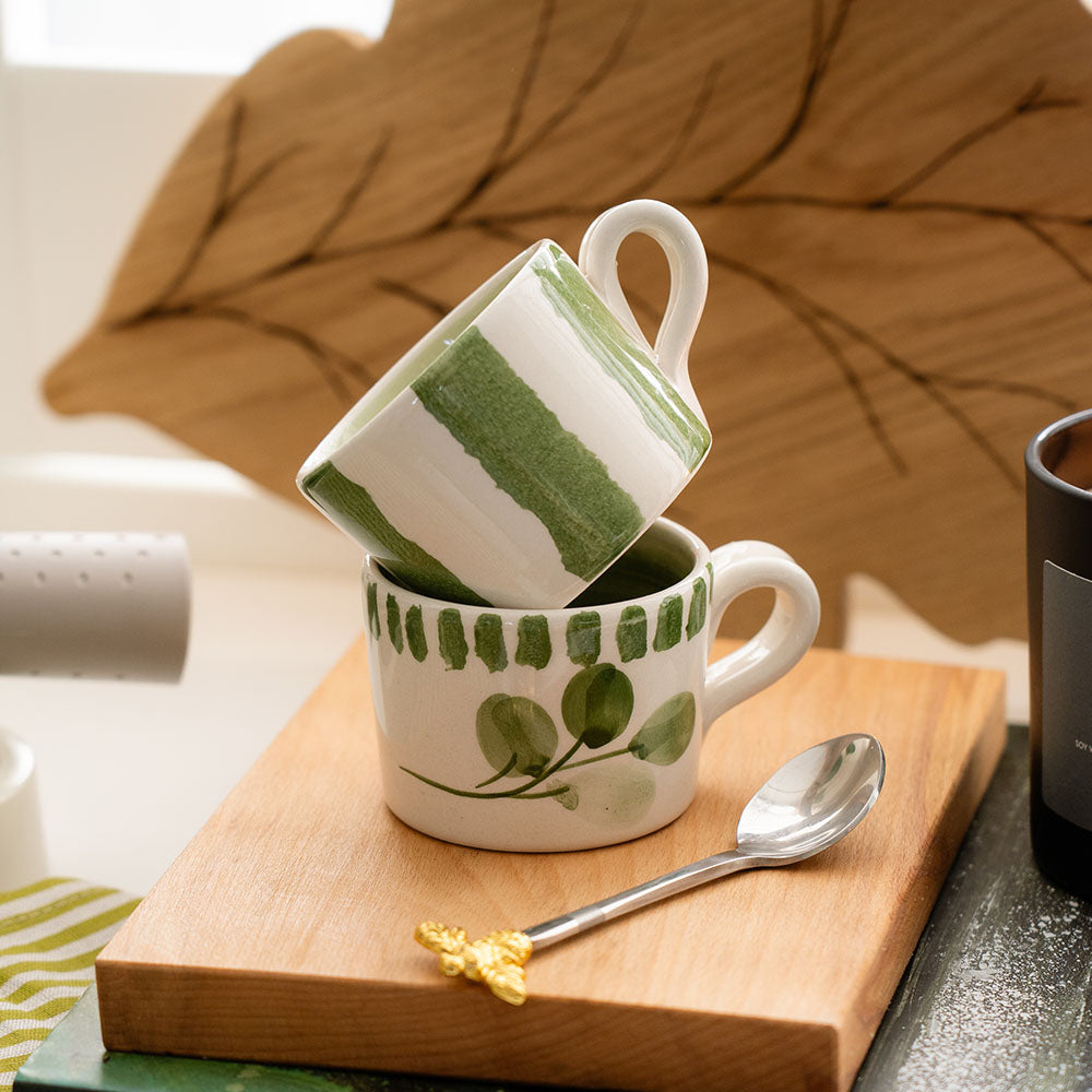 Flora Stripe 2 Ceramic Espresso Cups