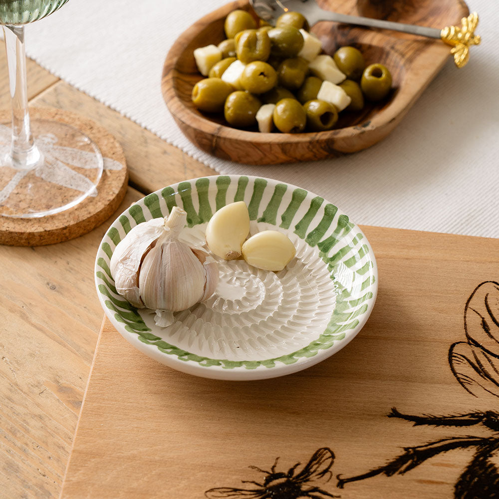 Green Stripe Ceramic Garlic Grater