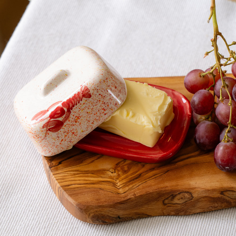 Red Lobster Mini Ceramic Butter Dish & Knife Set