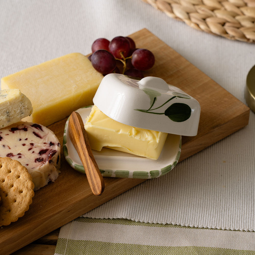 Flora Mini Ceramic Butter Dish & Knife Set