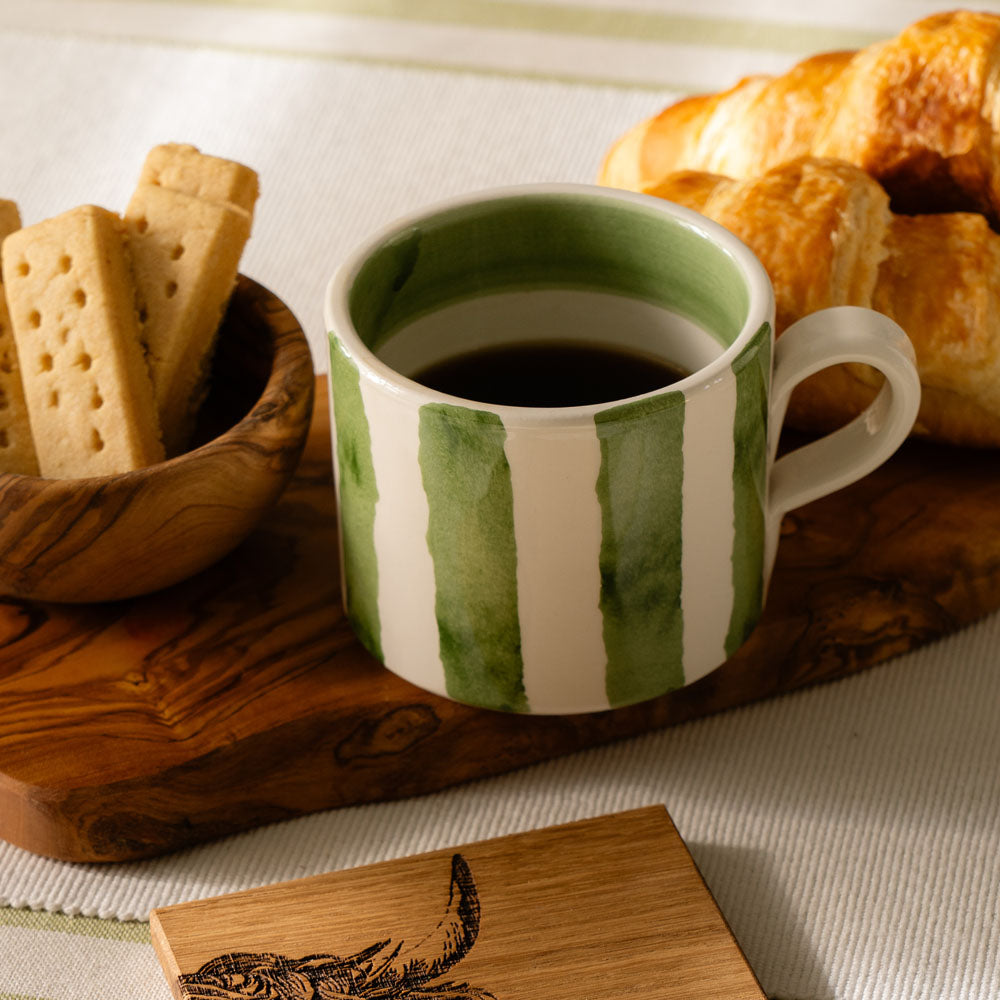 Green Stripe Large Ceramic Mug