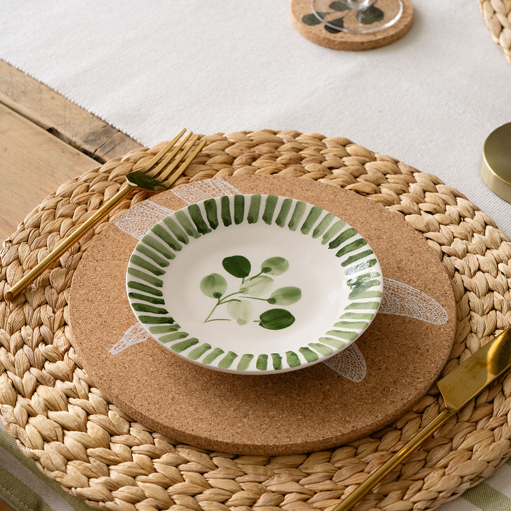 Stripe Flora Ceramic Side Plate