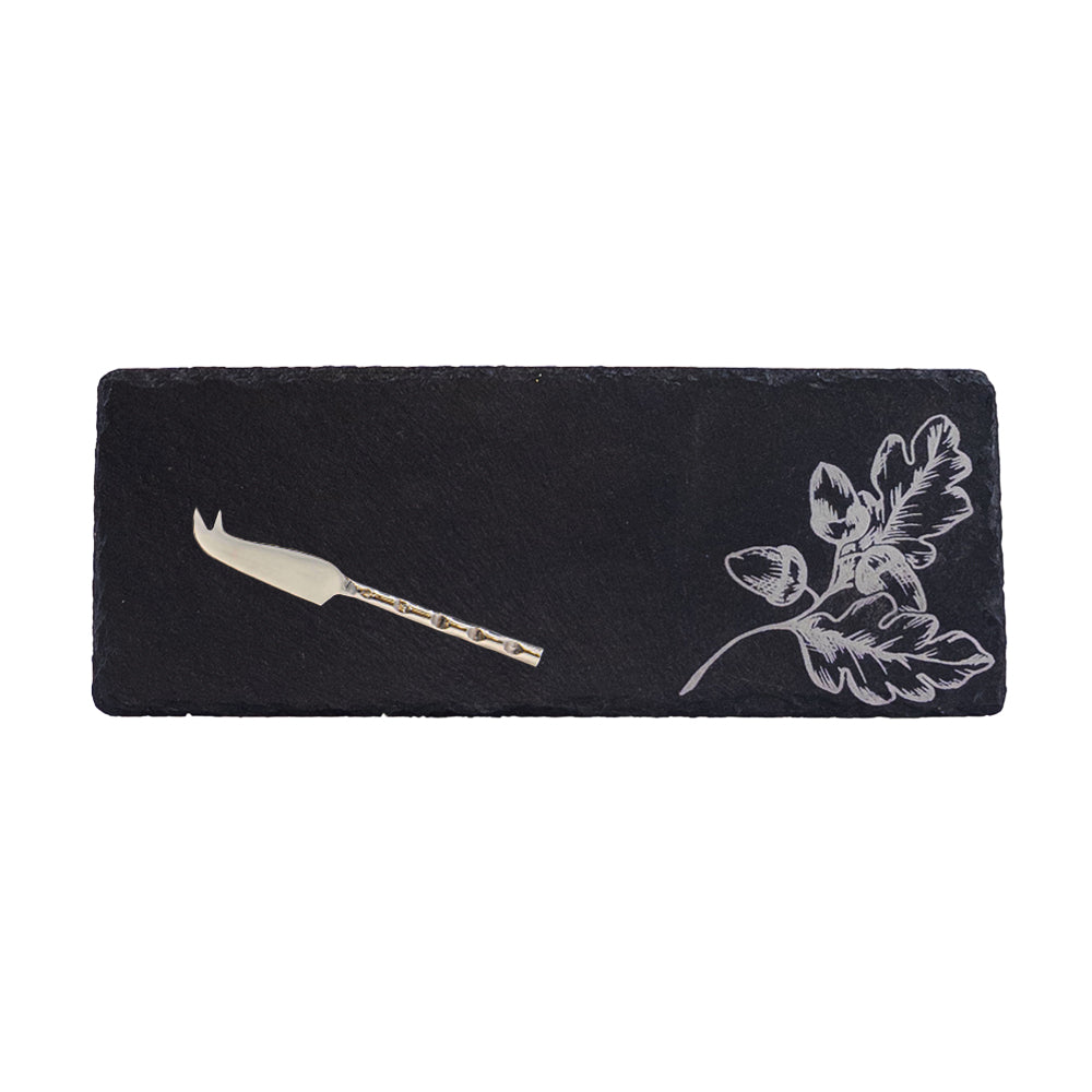 Autumn Acorns Mini Slate Cheese Board & Knife Set