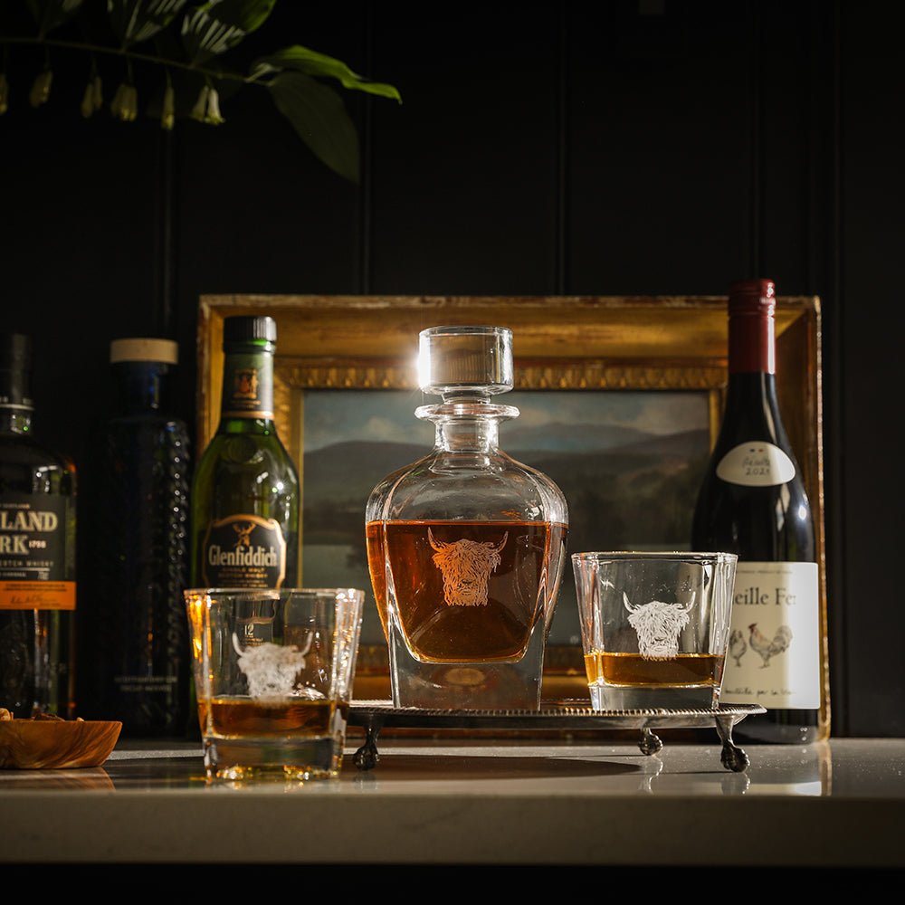 Highland Cow Decanter & Glass Set
