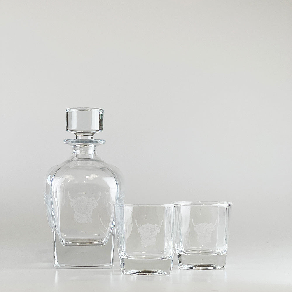 Highland Cow Decanter & Glass Set