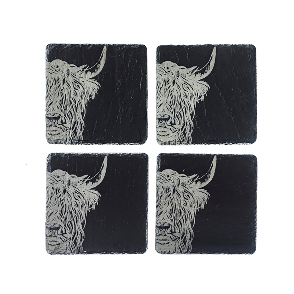 Highland Cow Slate Placemat & Coaster Gift Set