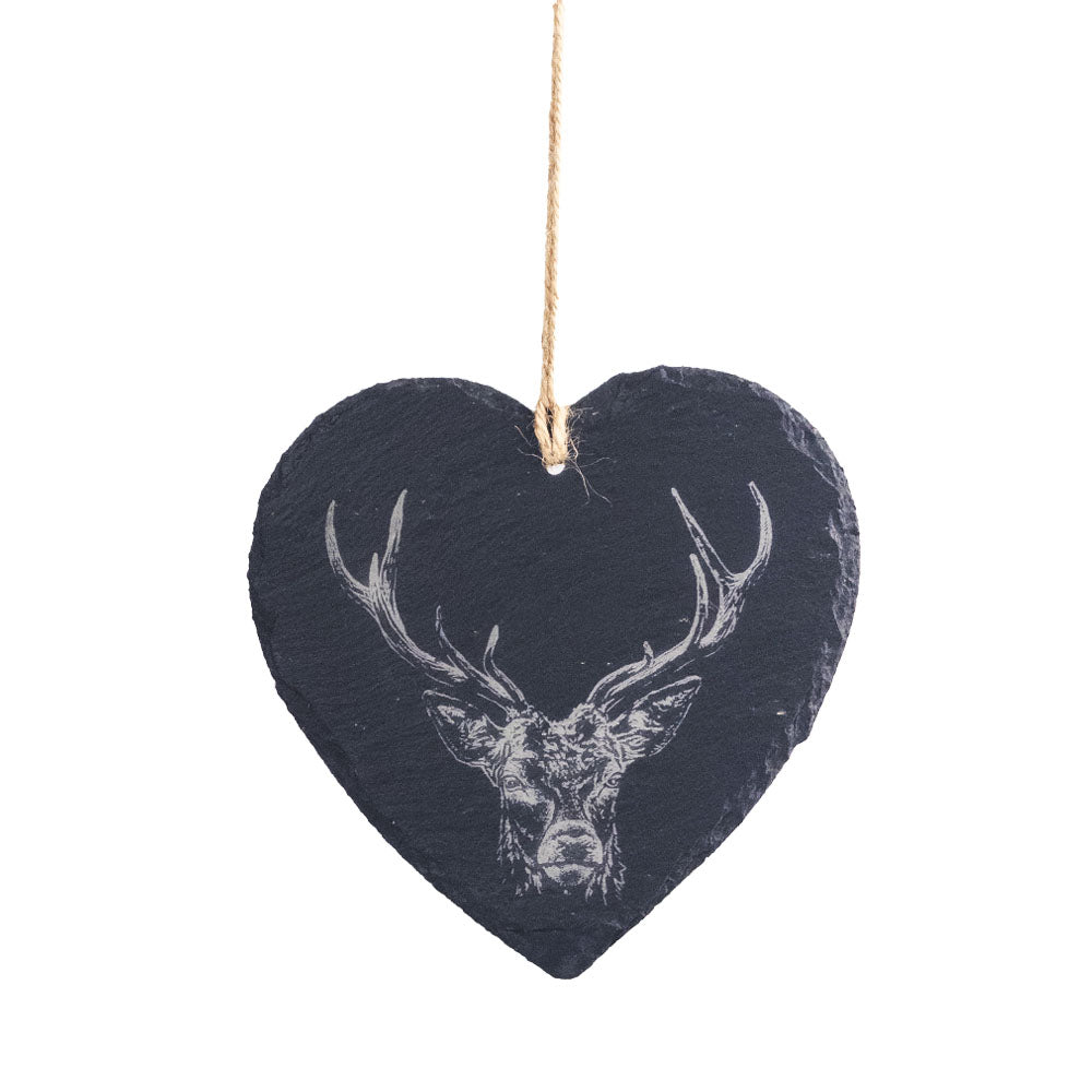 Stag Slate Decoration  - Large Heart