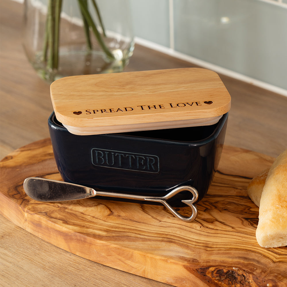 Spread The Love Blue Butter Dish & Knife Set