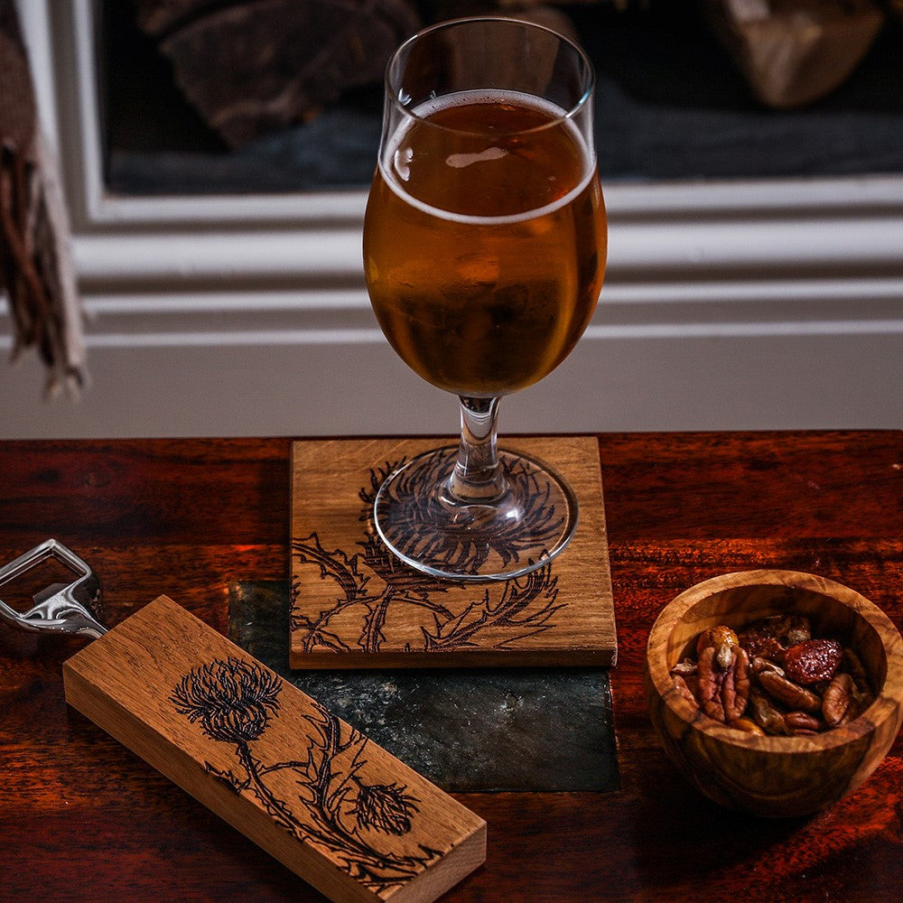 Thistle Trio Oak Coasters - Set of 2