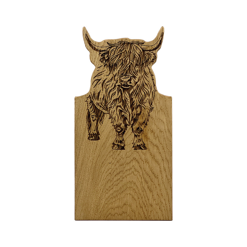 Highland Cow Framed Oak Serving Board - Small