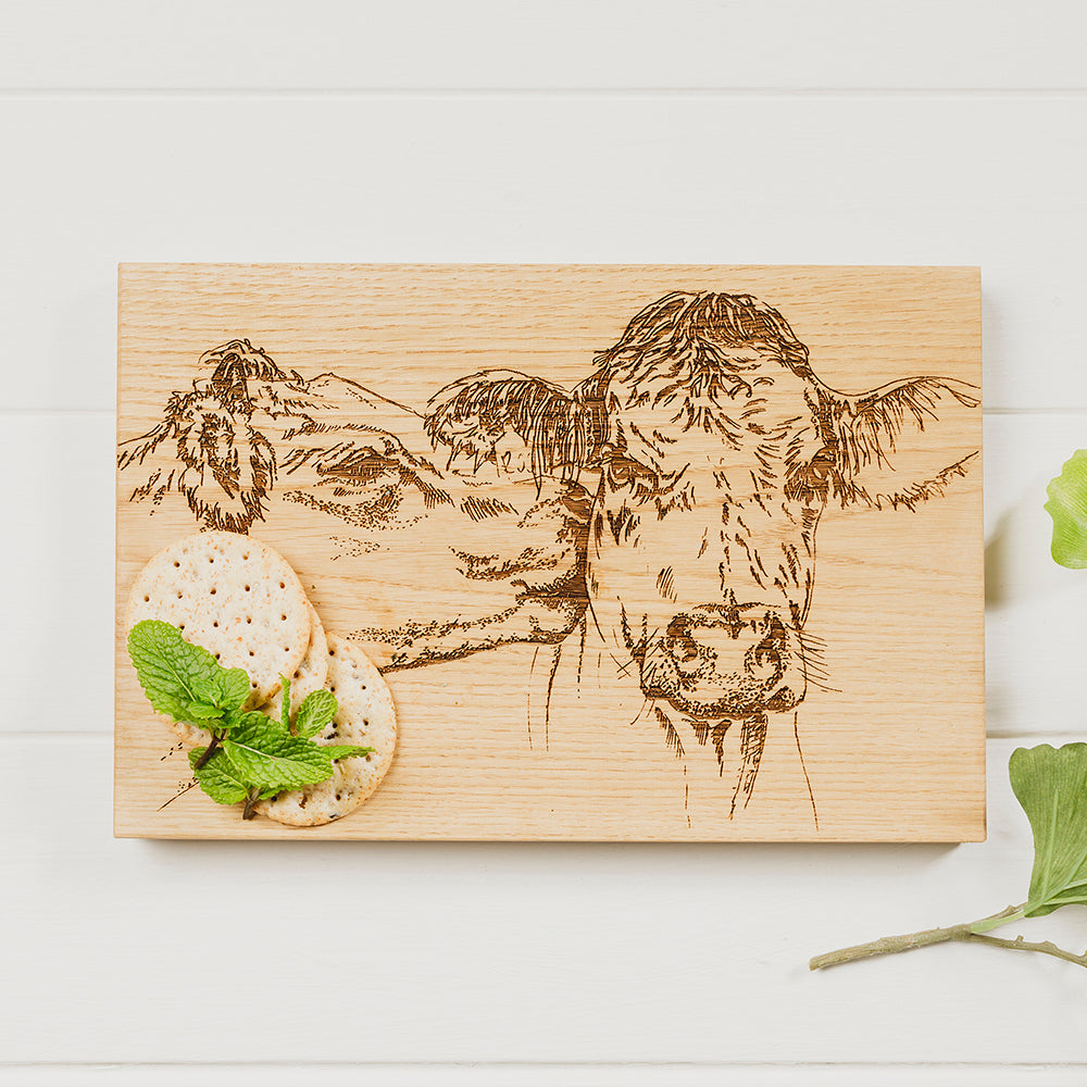 Kissing Cows Oak Serving & Cheese Board