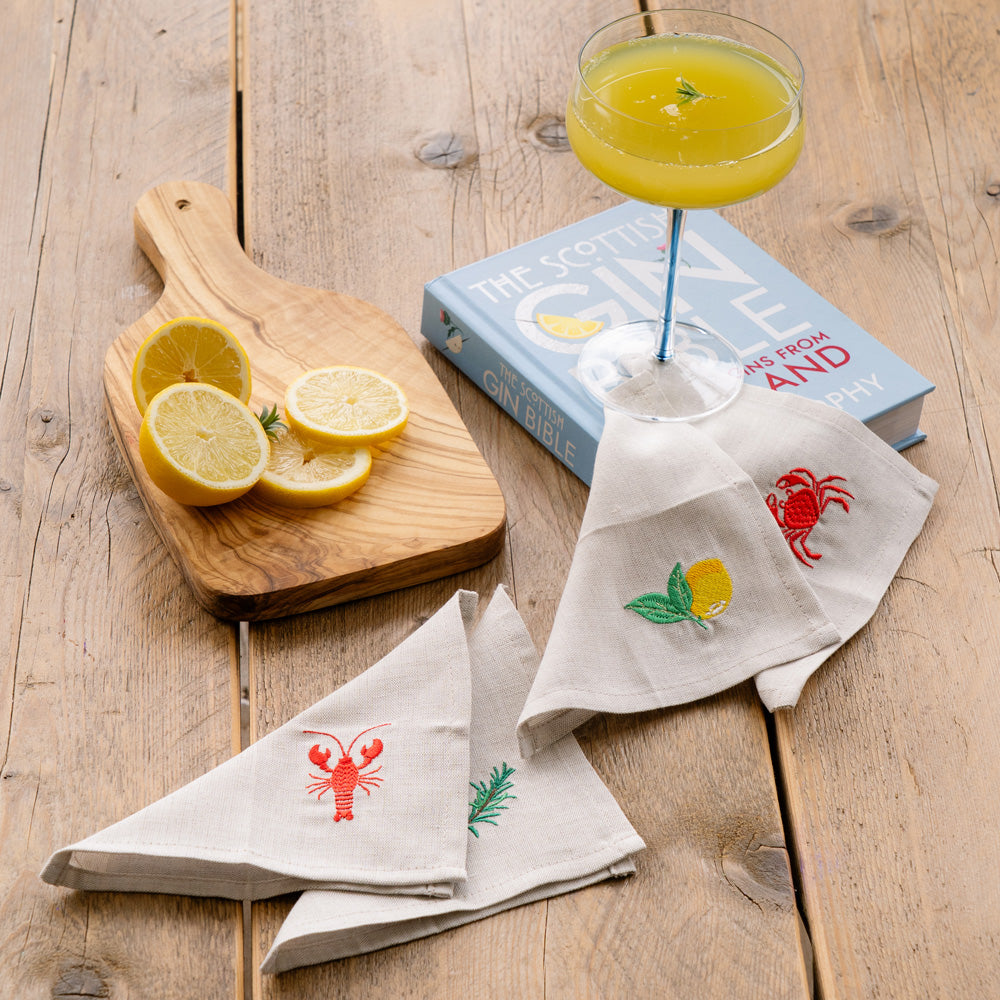 Assorted Coastal 4 Linen Cocktail Napkins