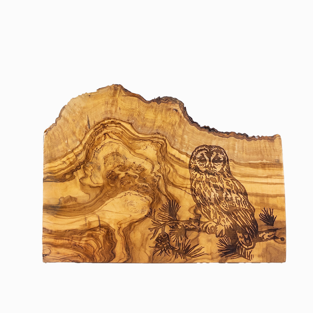 Tawny Owl Olive Wood Rustic Chopping Board
