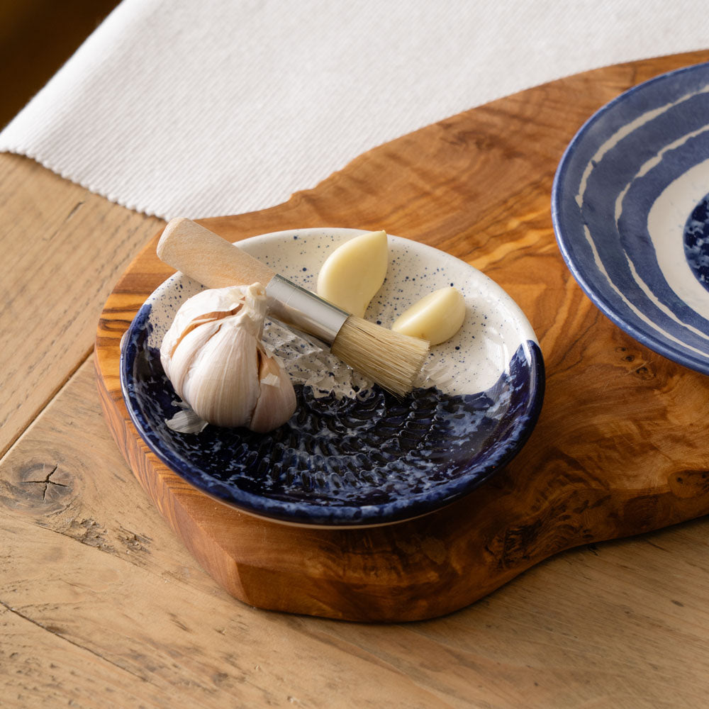 Wave Ceramic Garlic Grater & Brush Set