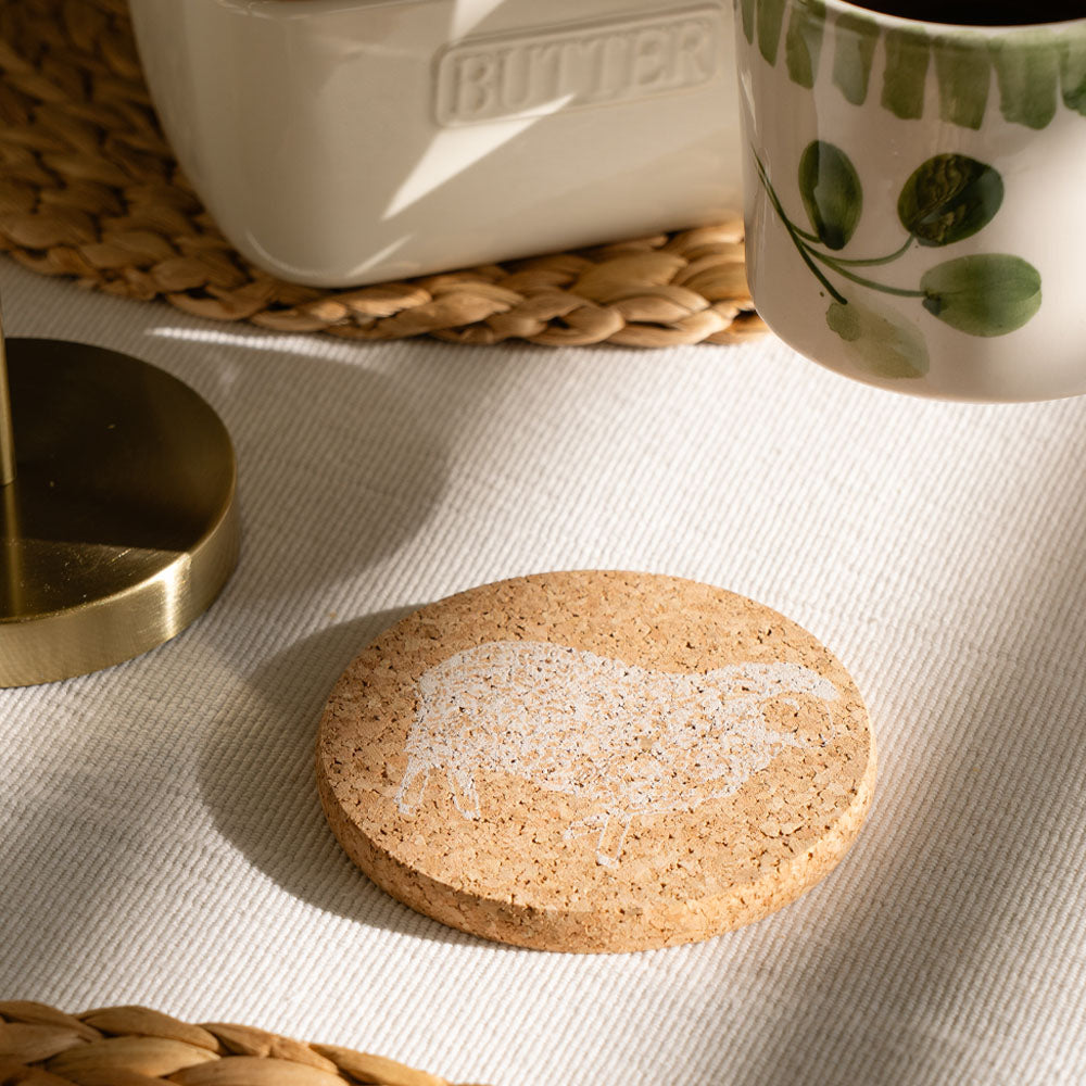 Sheep Single Cork Coaster