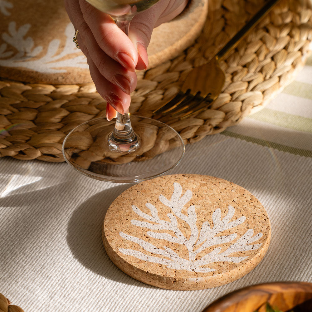 White Coral Single Cork Coaster