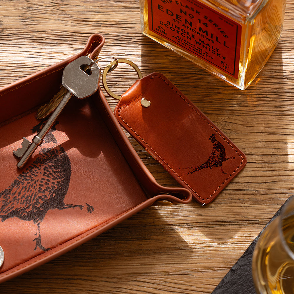 Pheasant Leather Keyring